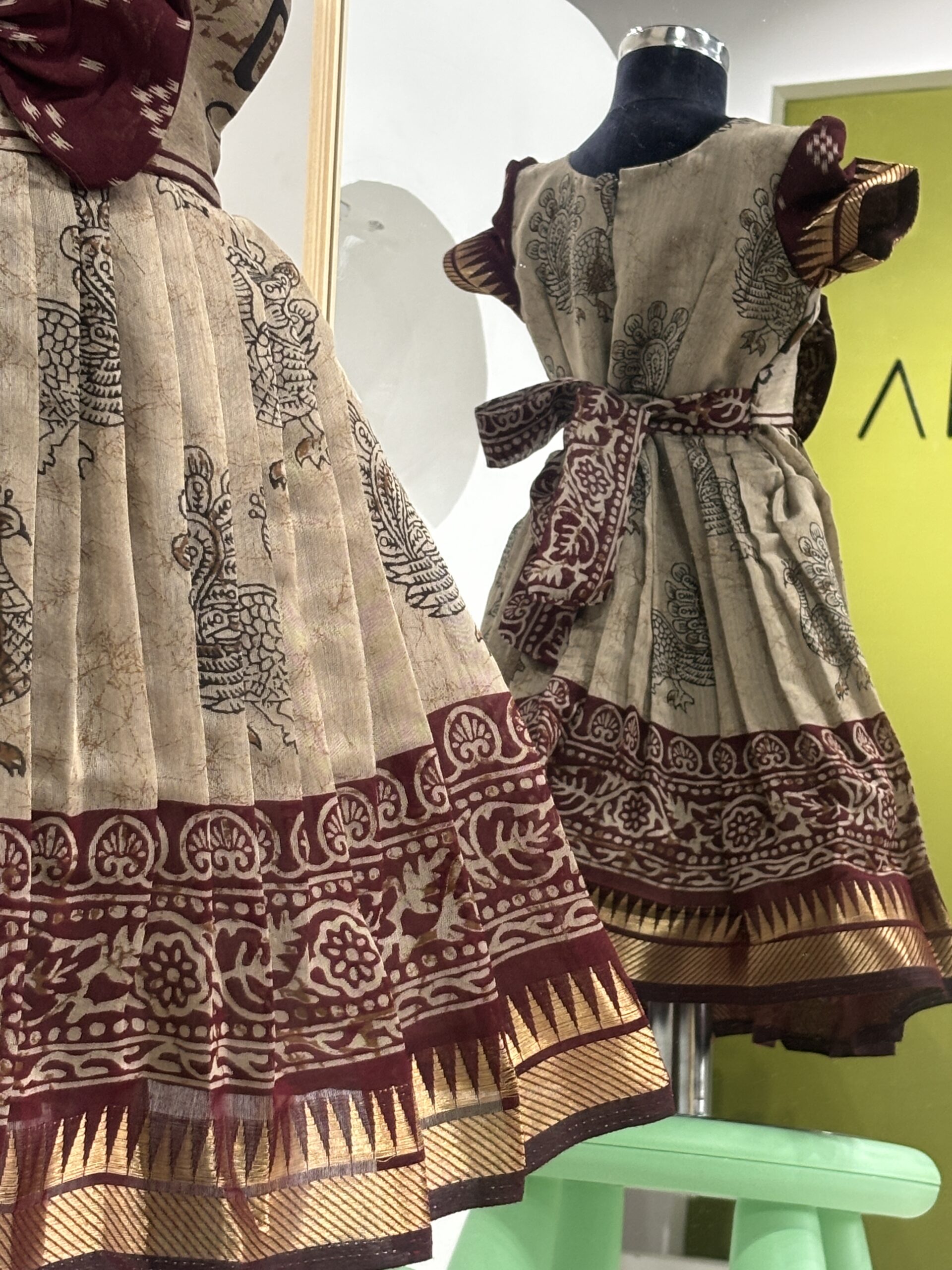 Arvi ready stock Kalamkari kids frock