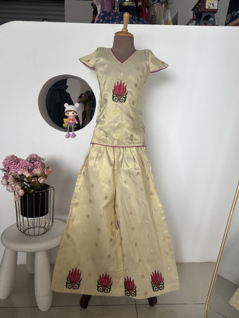 Nila Girls' Festive Palazzo & Top Set front view