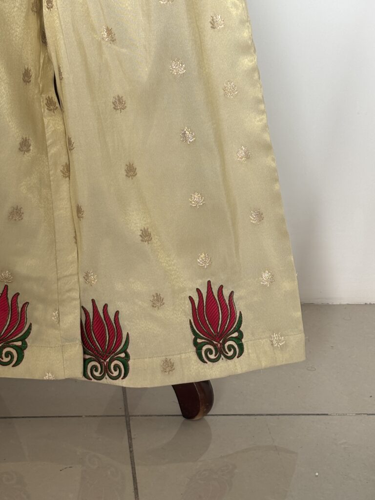 Lotus embroidery on Nila Girls' Festive Palazzo & Top Set