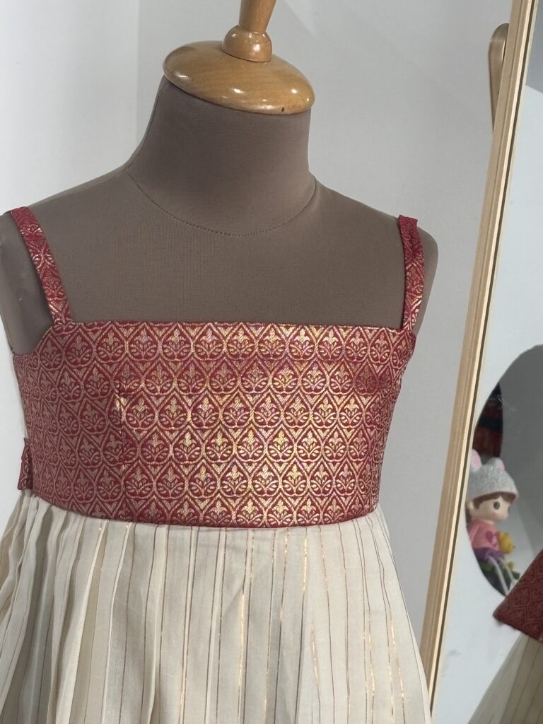 Brocade bodice of Nila Cotton Festive Kids Frock