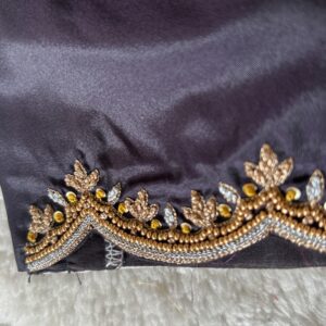 Coffee brown festive Aari work silk blouse