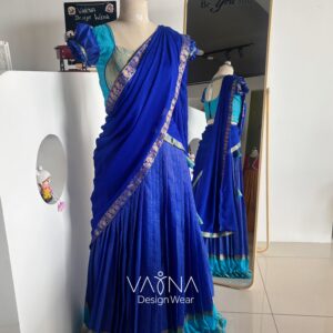 Royal blue designer crepe lehenga set