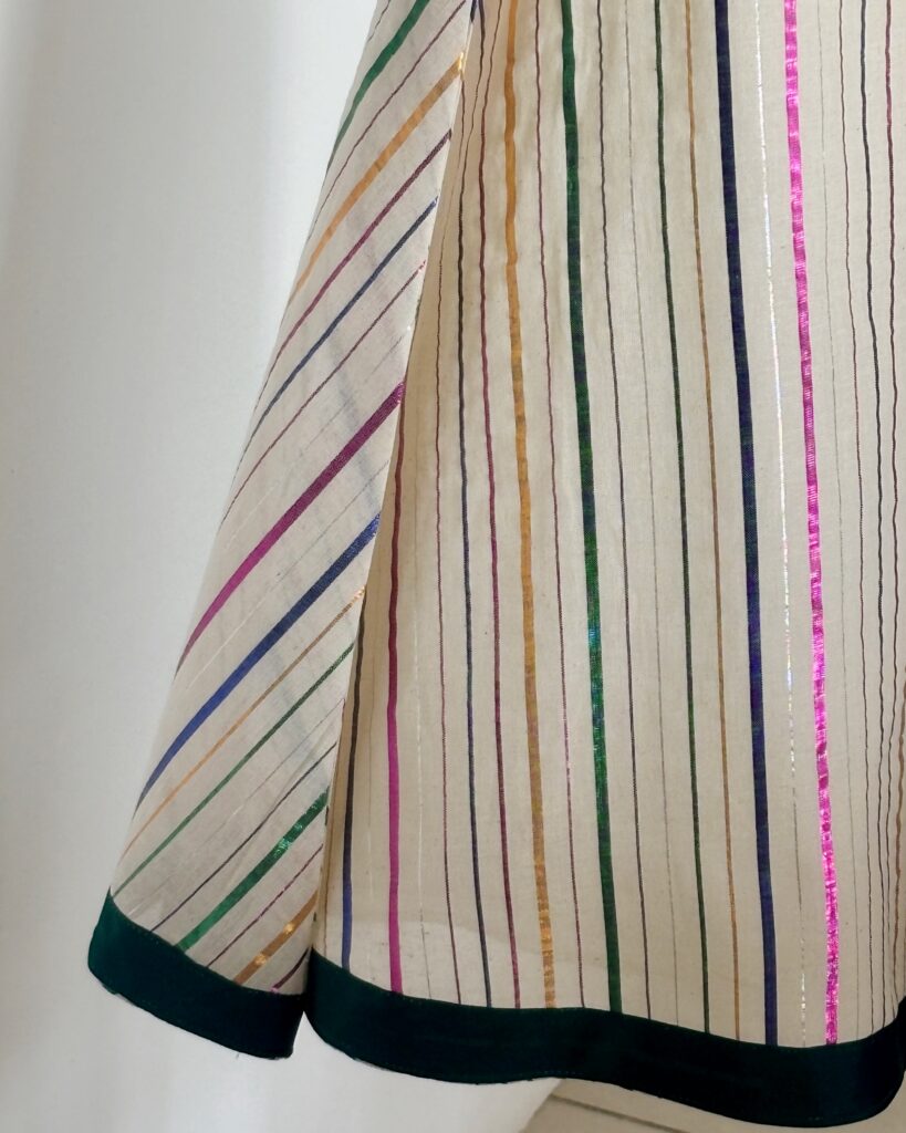 Multicolour striped festive A-line top