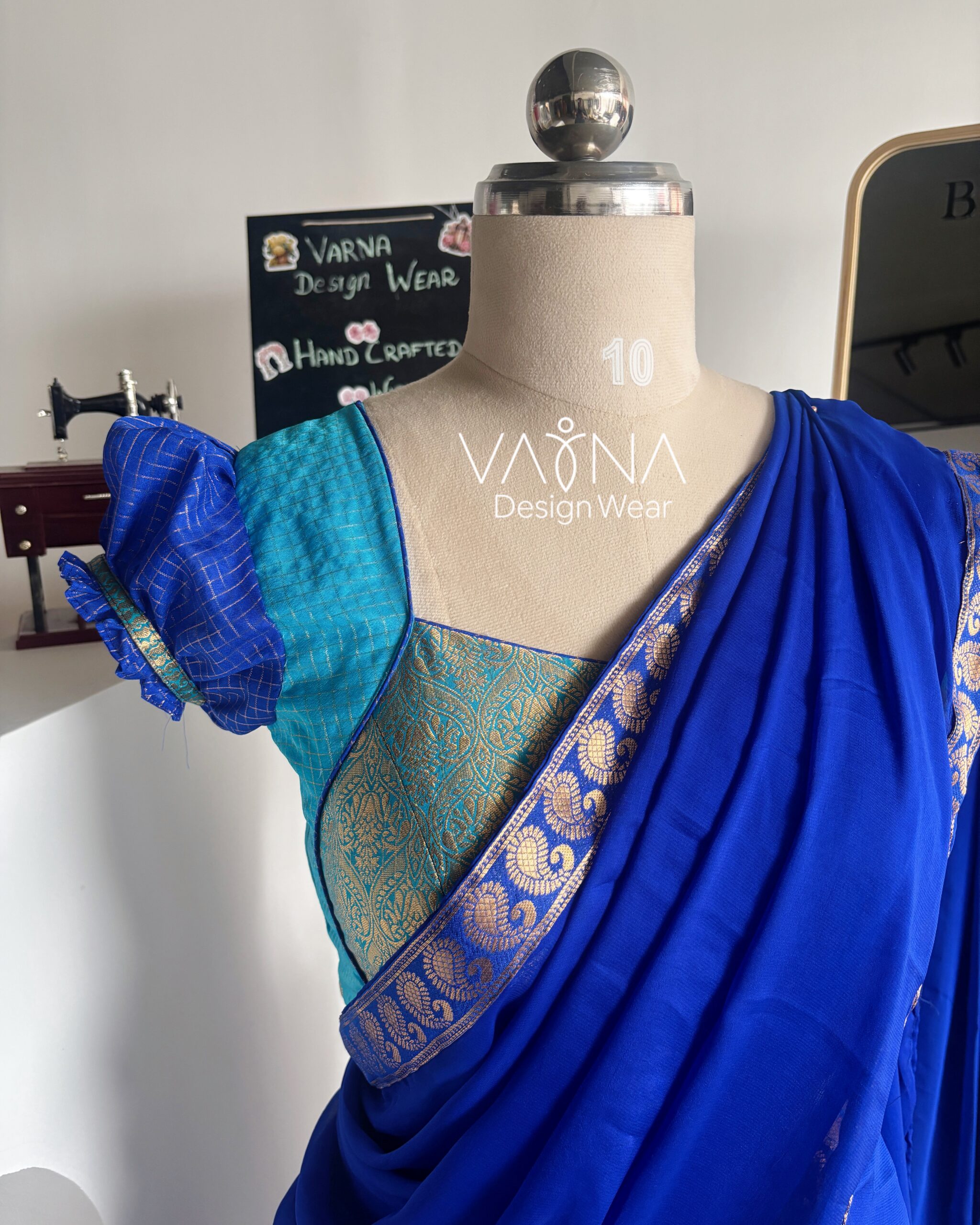 Royal blue circular flared lehenga