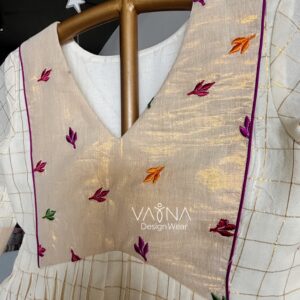 Gold yoke embroidered festive dress