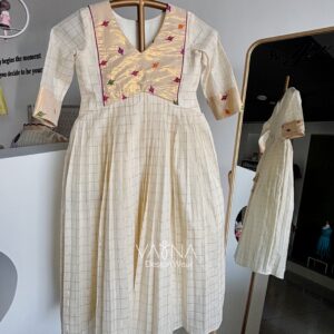 Checked zari cotton Alia cut dress