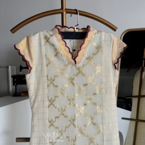 Checked zari cotton Onam top