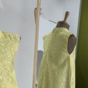 Ready stock yellow embroidered party wear gown