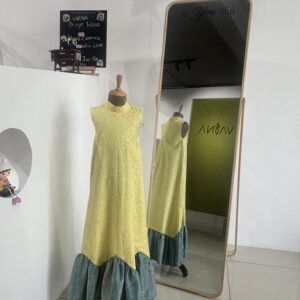 Yellow embroidered party wear gown for girls