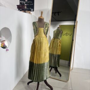 Traditional pleated silk gown for girls
