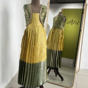 Girls pleated silk gown with jacket
