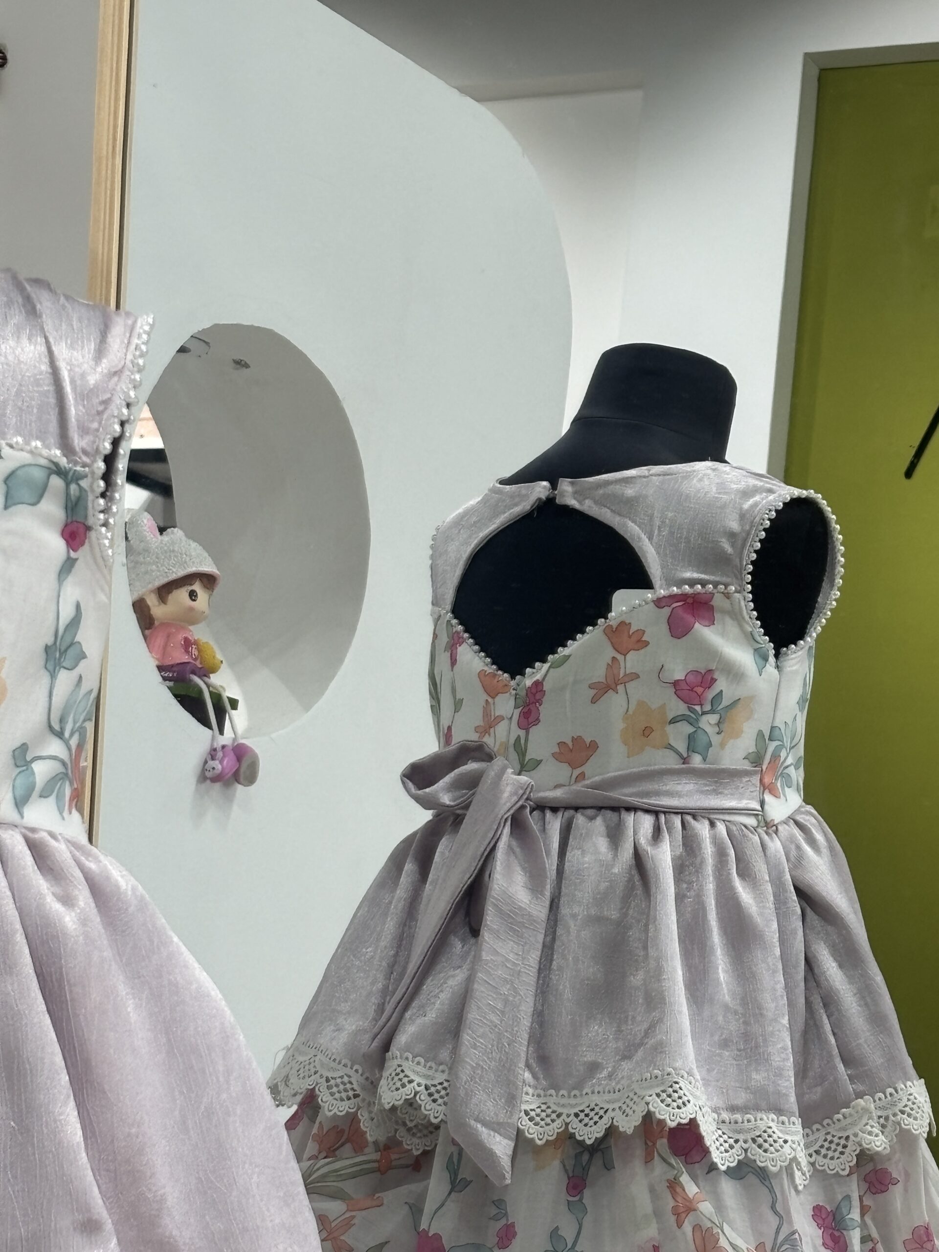 Lavender layered designer kids frock