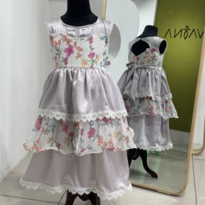 Custom floral layered kids frock