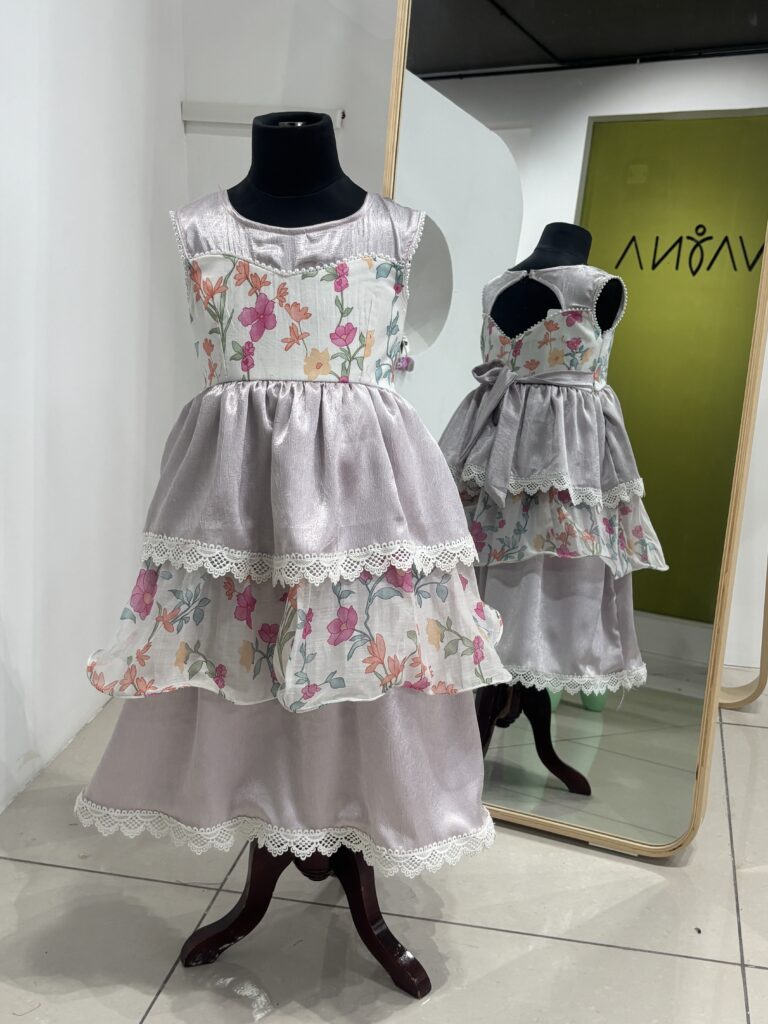 Custom floral layered kids frock